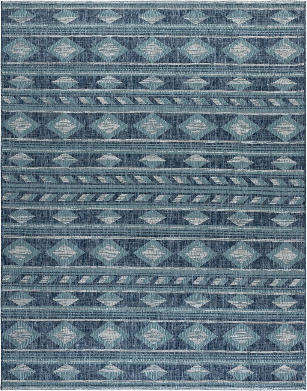 SAFAVIEH Courtyard Collection 8' x 10' Navy / Aqua CY8529 Indoor/ Outdoor Waterproof Easy Cleaning Patio Backyard Mudroom Area Rug