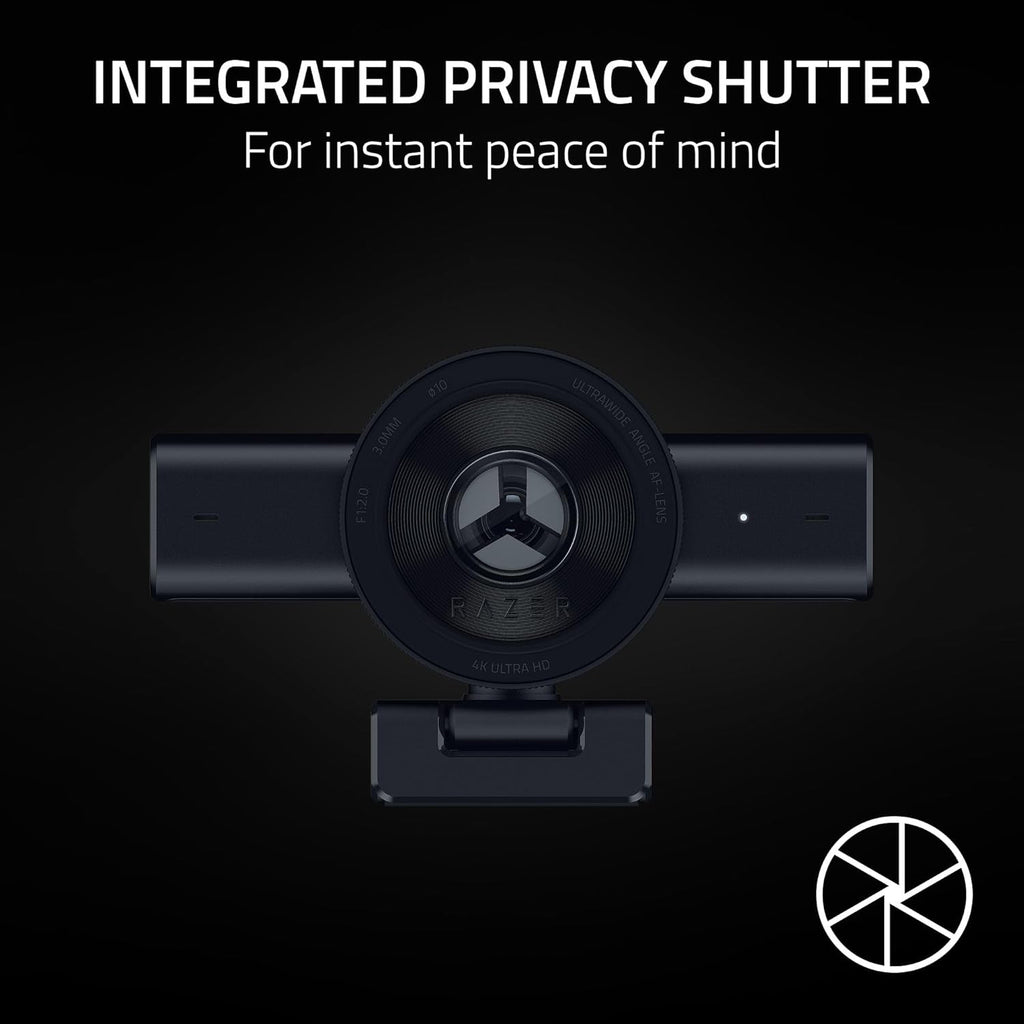 Razer Kiyo V2 Streaming Webcam: 4K 30 FPS, 1080p 60 FPS - AI Powered Auto-Framing - Built-in Microphone - Ultrawide Angle Lens - Privacy Cover - Works with OBS, Xsplit, Discord, Zoom, Teams - Black