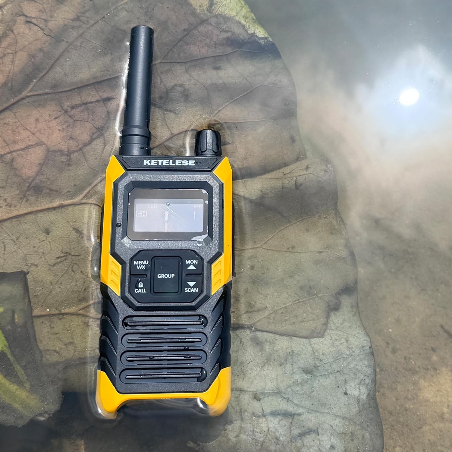 KETELESE T4 Long Range Walkie Talkies, Portable Two Way Radios IP67 Waterproof, with Earpiece, NOAA&Weather Alarm, PTT, Group, VOX, 4Pack, Orange