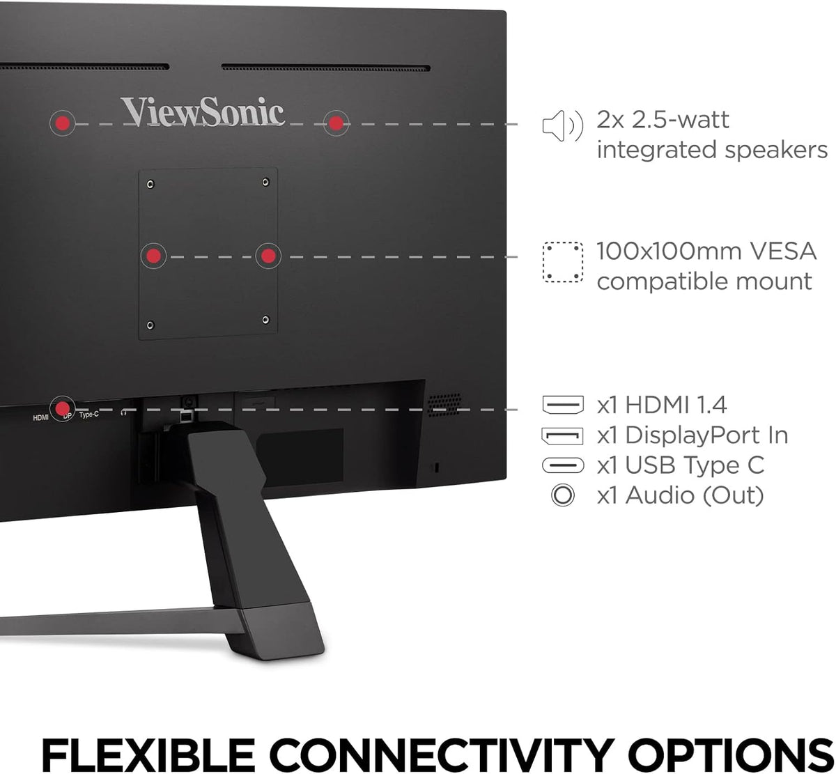 ViewSonic VX2767U-2K 27 Inch 1440p IPS Monitor with 65W USB C, HDR10 Content Support, HDMI, DP (Renewed)