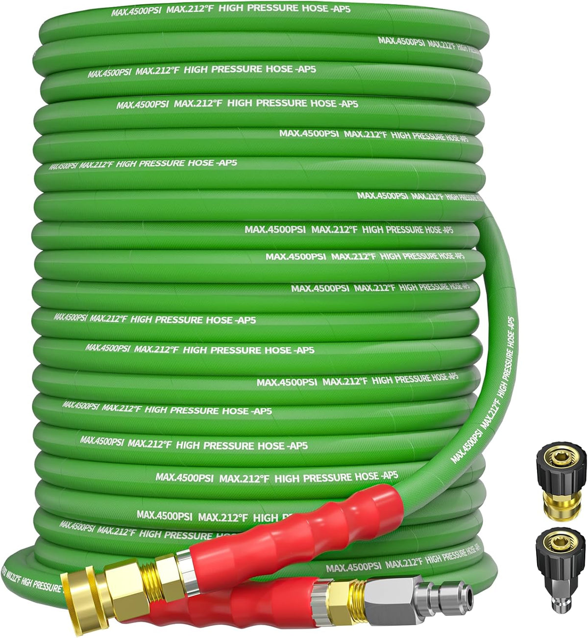 Pressure Washer Hose 100FT 3/8" for Cold and Hot Water 212°F, with Swivel Quick Connect, 4500PSI Kink Resistant Grade Steel Wire Braided, Power Washer Hose With 2pcs M22-14mm Adapter