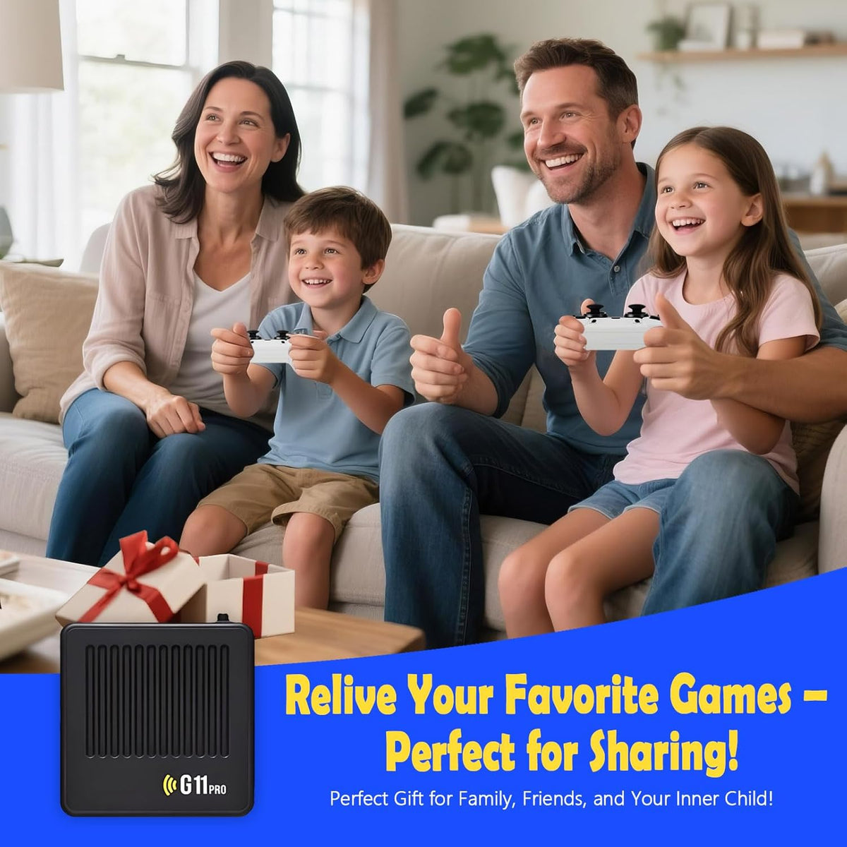 2026 Upgraded G11 Pro Game Box Console, 60,000+ Retro Gaming Console, 45+ Emulators, 4K HD HDMI TV Game Stick with Video Games, Plug & Play Game Console for TV 2 Wireless Controllers (256G)