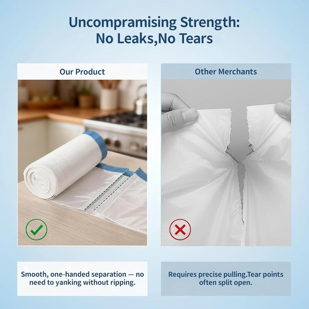21 Gallon Trash Bags Drawstring 120 Count, 1.7 Mil White Garbage Bags Unscented,Easy-Dispense Roll for Kitchen & Household Use, Code G,79.5 L