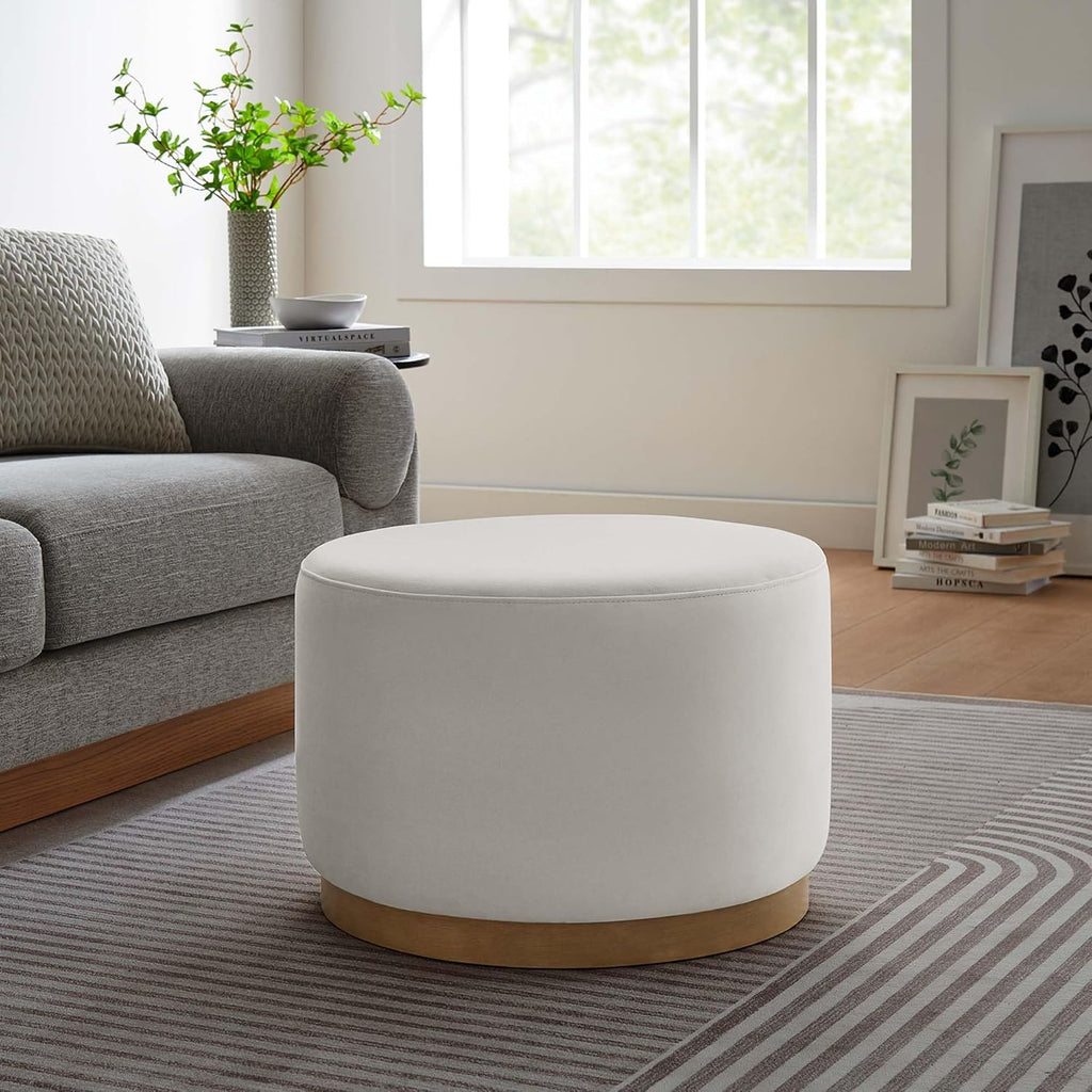 Modway Large 23" Round Performance Velvet Upholstered Upholstered Ottoman