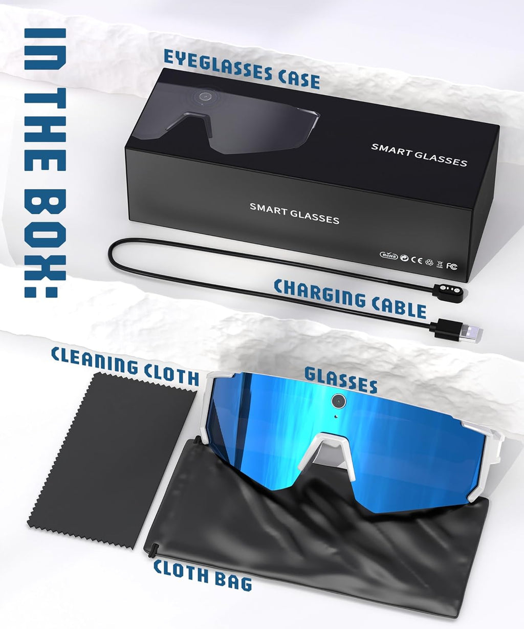 AI Smart Glasses with Camera 4K, Video Recording Glasses with Camera, Polarized Sports Sunglasses with EIS Stabilization, Dual Mic Noise Canceling, IP66, ChatGPT Enabled