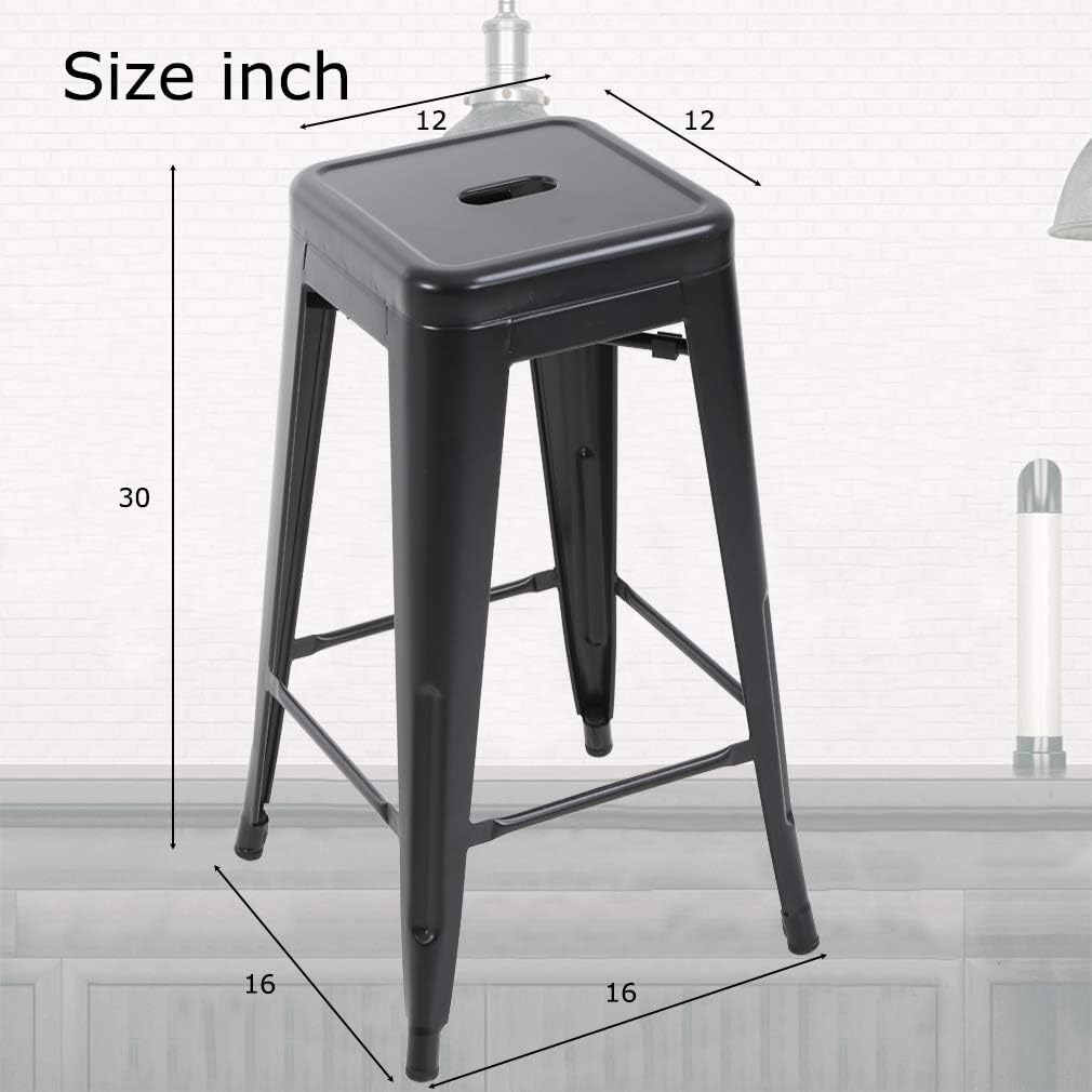 FDW Bar Stools Set of 4 Counter Stool Metal Bar Stools 30 Inches Height Industrial Bar Chairs Patio Stool Stackable Modern Backless Indoor Outdoor Metal Bar Stool Kitchen Stools Chairs,Black