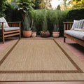 Luul Home Bordered Outdoor Rug 9x12 Washable Outside Carpet for Indoor Patio Porch Waterproof Easy Cleaning Non Shedding Area Rugs Jute Beige - Nut Brown 9 x 12