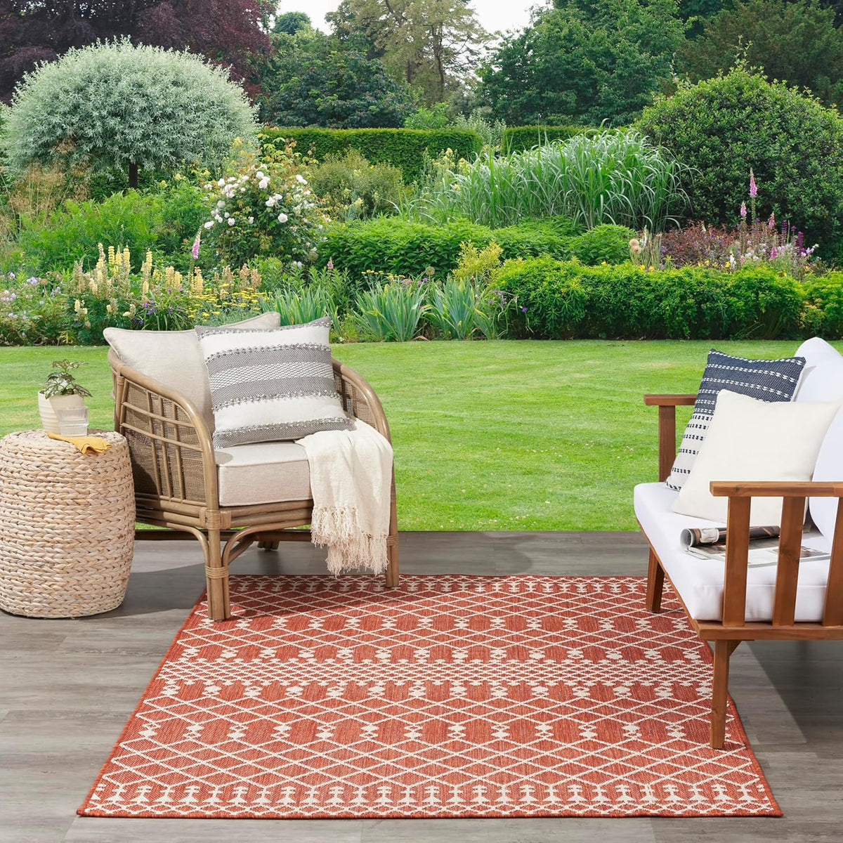 Nourison Home Positano Terracotta 9' x 12' Area Rug - Easy Clean, Non Shedding, Bed Room, Living Room, Dining Room, Kitchen (9' x 12')