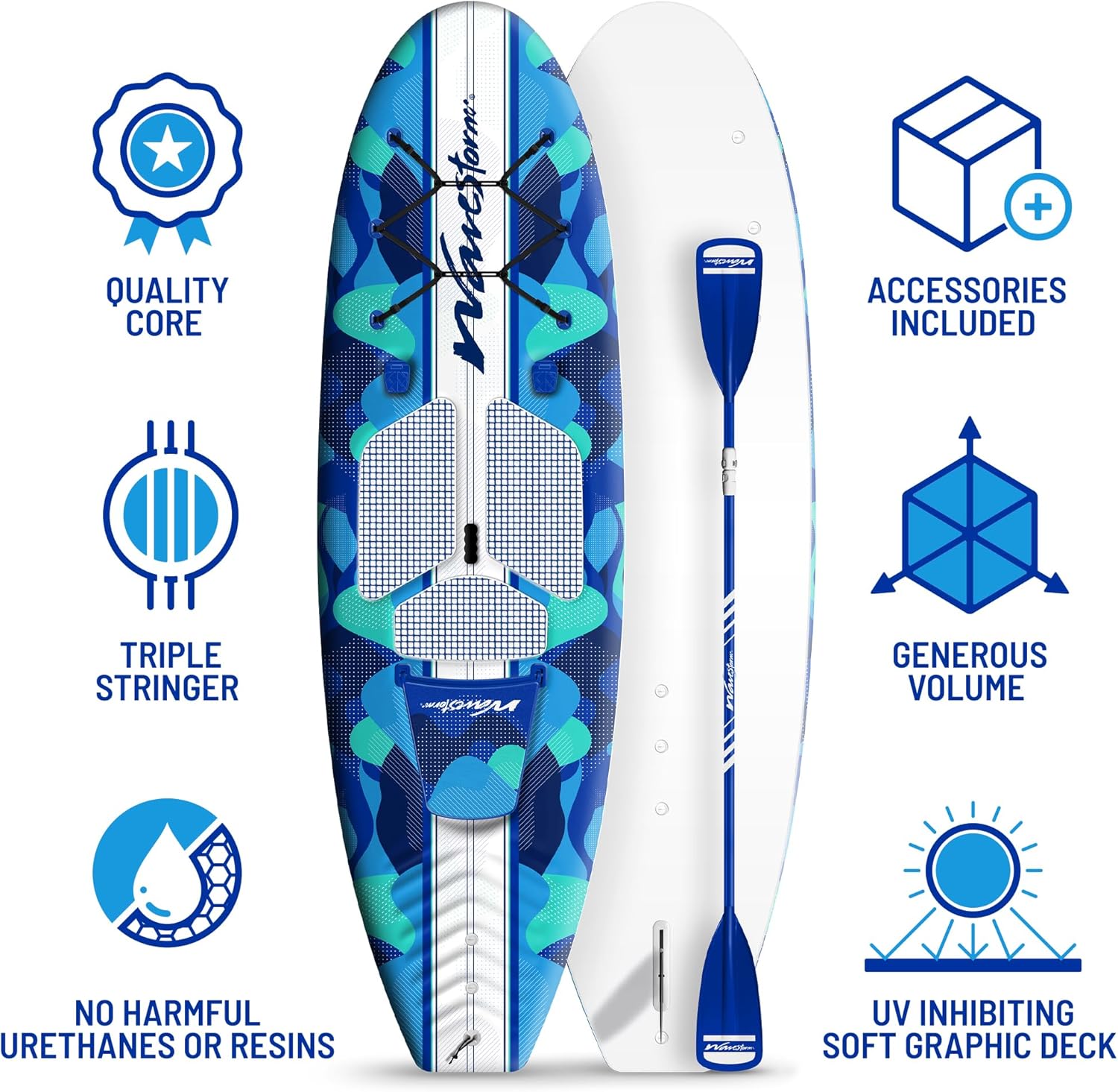 WAVESTORM 9ft6 SUP Kayak Hybrid Stand Up Paddleboard Foam Soft Top SUP for Adults and Kids of All Levels of Paddling Kayak,Blue