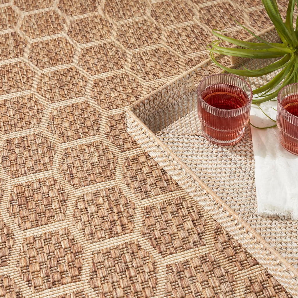 Nourison Home Reversible Indoor Outdoor Natural 9' x 12' Area Rug - Easy Clean, Non Shedding, Bed Room, Living Room, Dining Room, Kitchen (9' x 12')