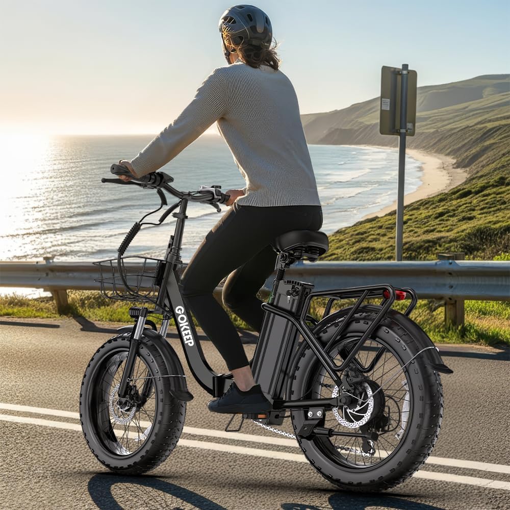 Folding Electric Bike, 1300W Peak Motor, 75 Miles PAS Range, 52V 13Ah Removable Battery, 20" Fat Tire & Front Suspension Electric Bicycles, 20MPH 7-Speed Commuter Ebike, UL2849 Certified, Black