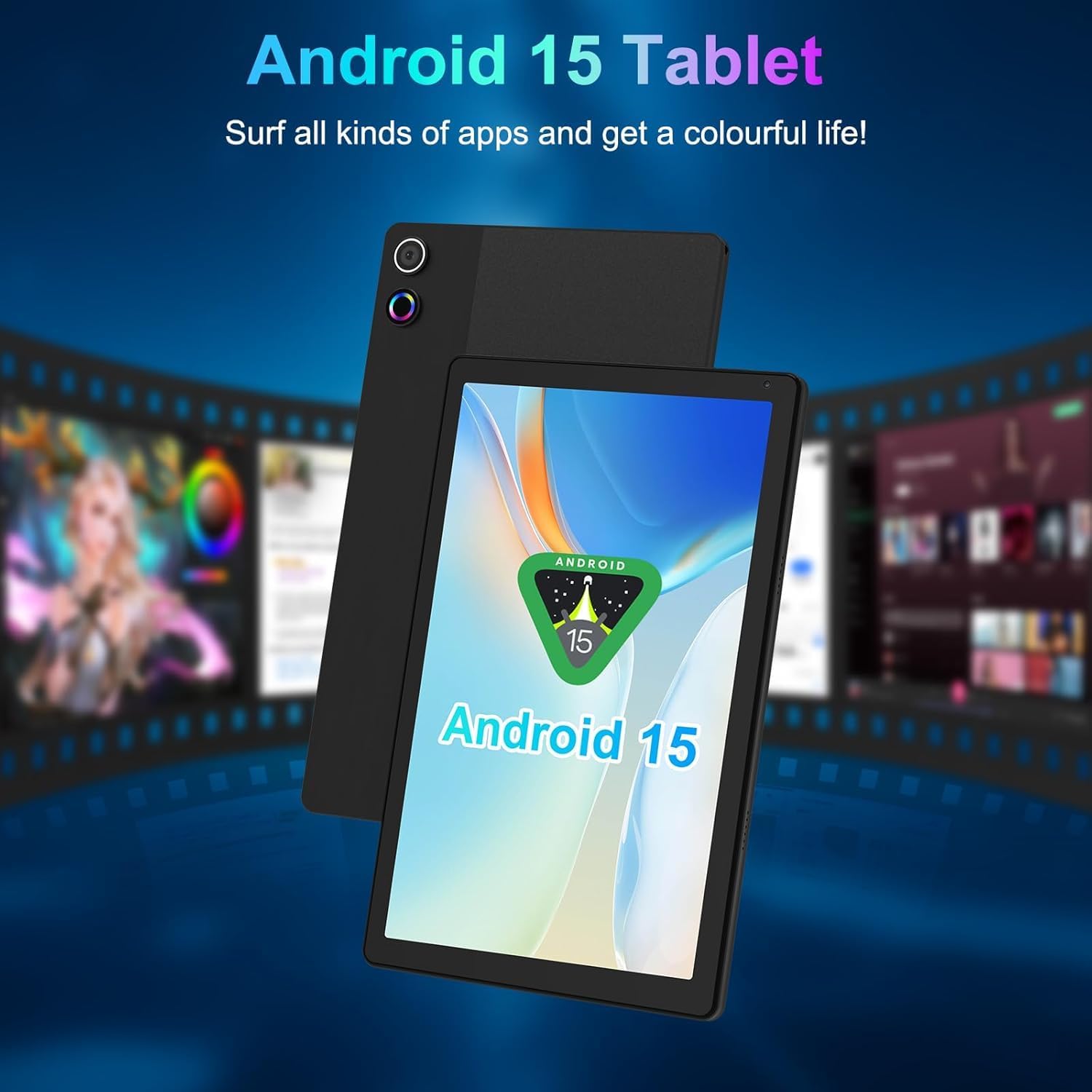 FEARWIKY Tablet, 10.4 inch Android Tablet with 20GB RAM 128GB ROM 1TB TF Card Expandable Octa-Core, Widevine L1, 1280 * 800 HD Touchscreen, Face ID, Wi-Fi 6, Fast Charging