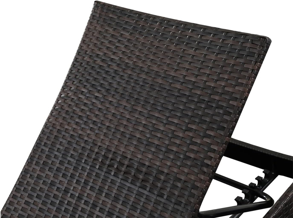 Outdoor Wicker Reclining Lounge Chairs Patio Rattan Chaise Lawn Sunbathing Chairs 79" Long Reclining Chairs, Set of 3 Chaise Longues + 1 Coffee Table
