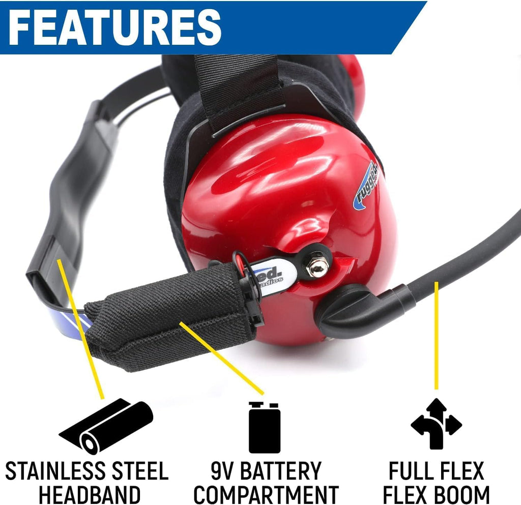 Rugged Radios Pair of NASCAR Linkable Behind The Head Headsets for Race Fan Racing Radios Electronics Communications Connects to Scanners Race Receiver Nitro Bee