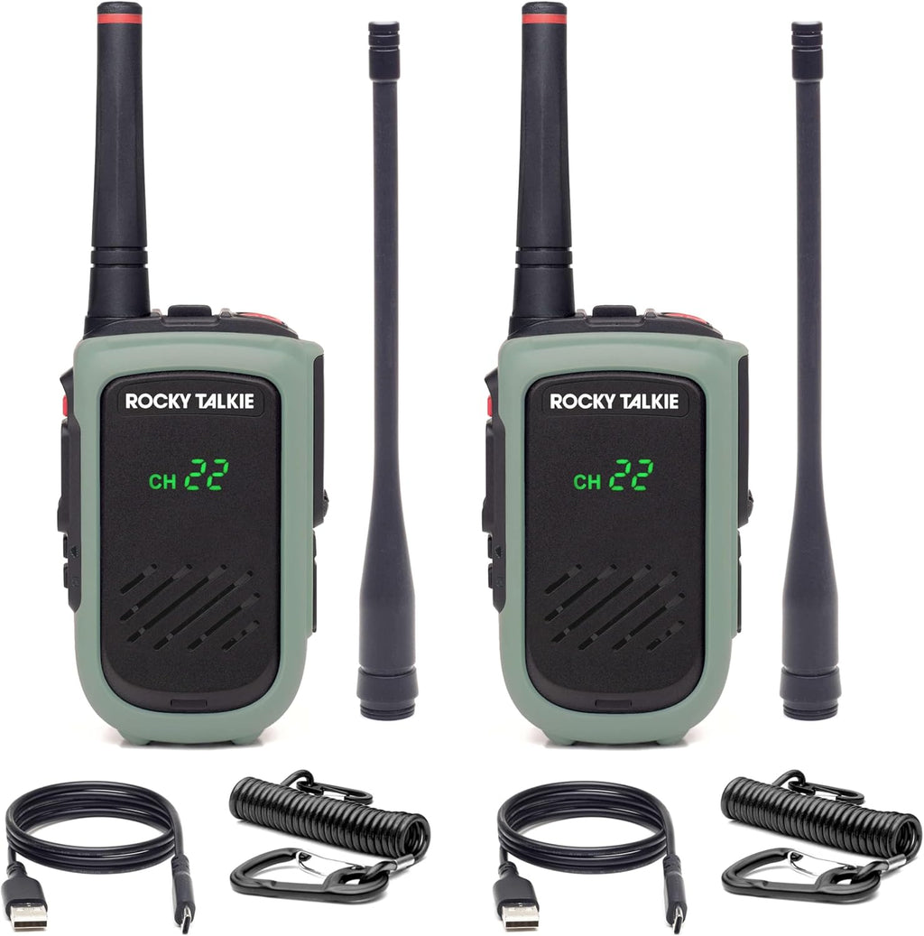 Rocky Talkie Expedition 5 Watt Radio - GMRS Radio with IP67 Waterproofing, Long Range Walkie Talkie, NOAA Weather Alerts, 5 Day Battery Life,2 Pack