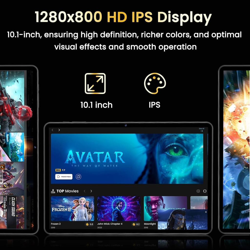 Android 15 Tablet,10 inch Tablets, Octa Core CPU, 12GB+64GB+512GB Expansion, 1280x800 Display Screen, Wi-Fi6, Dual Camera, 6000mAh Battery Tablet PC,Widevine L1 Google Kids Space