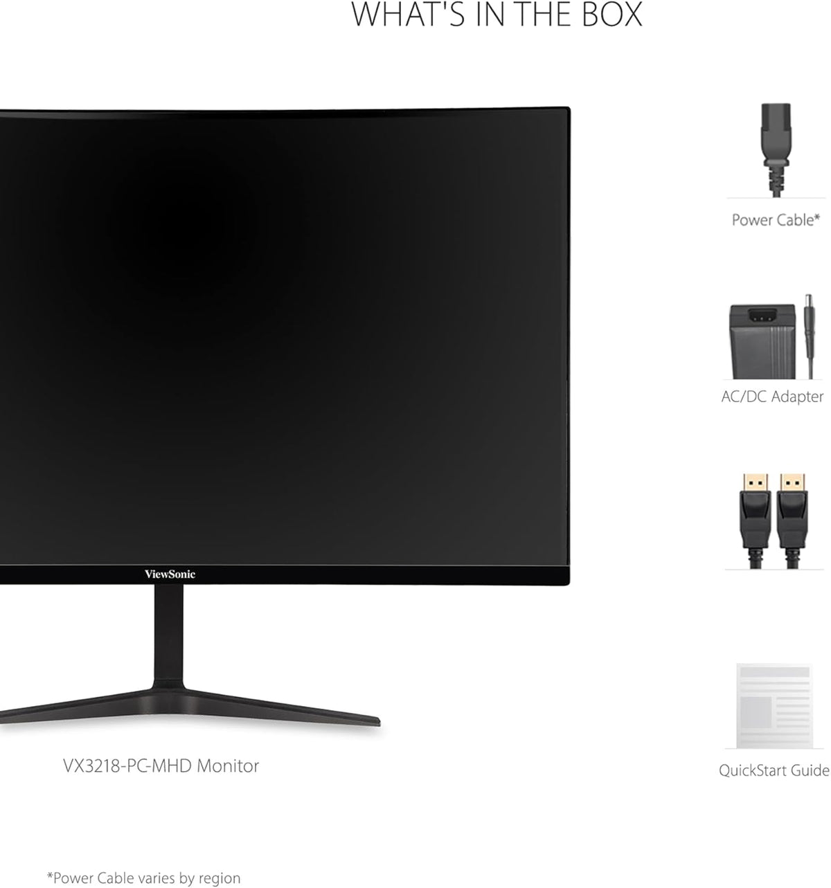 ViewSonic VX3218-PC-MHD 32 Inch Full HD 1080p 165Hz 1ms Curved Gaming Monitor with Adaptive-Sync Eye Care Frameless HDMI and Display Port (Renewed)
