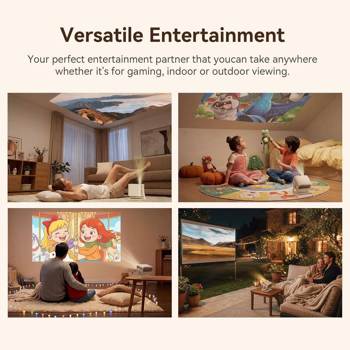 【Official Licensed Google TV 14】Wanbo Vali 1 Pro 4K Smart Projector, Flagship MT9660 Chip, MEMC, 900ANSI, Native 1080P, Dolby Audio, Fully Automatic, 260" Portable Home Outdoor Movie Projector