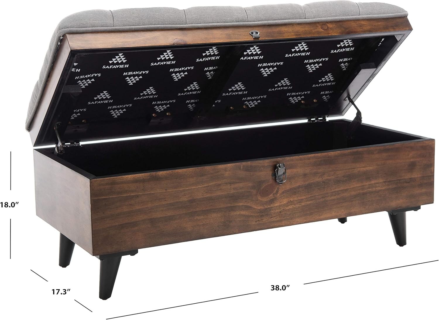 Safavieh Home Collection Liam Light Beige and Dark Oak Tufted Cocktail Ottoman