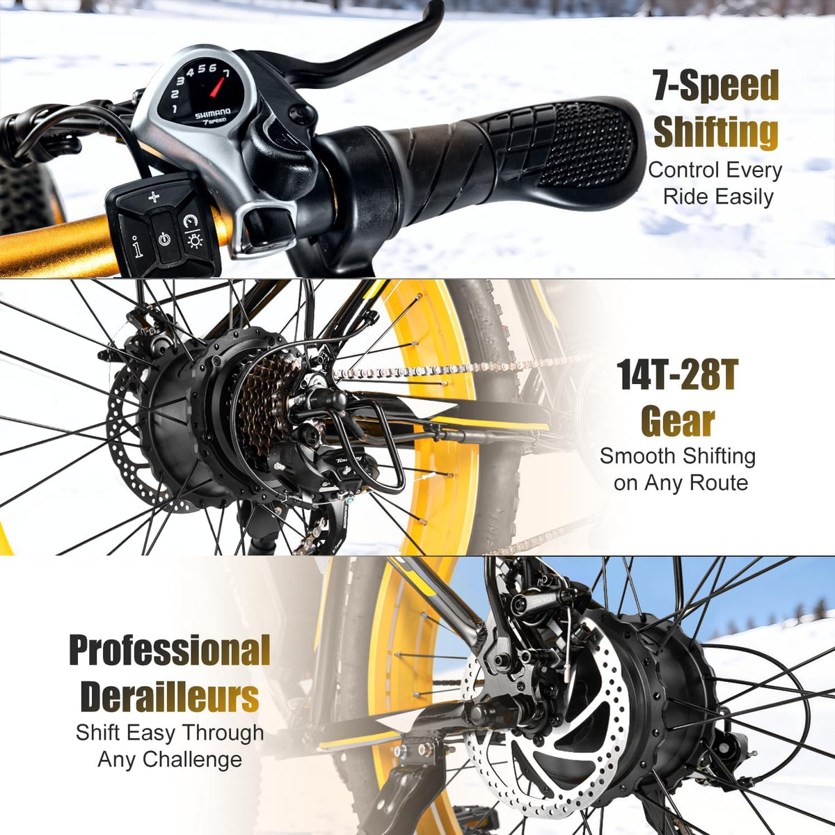 Electric Bike for Adults,1500W Peak Motor E Bikes, 26" Fat Tire Electric Bicycle, 20 MPH 60 Miles Electric Mountain Bike, Removable Battery, Dual Brake, 7 Speed