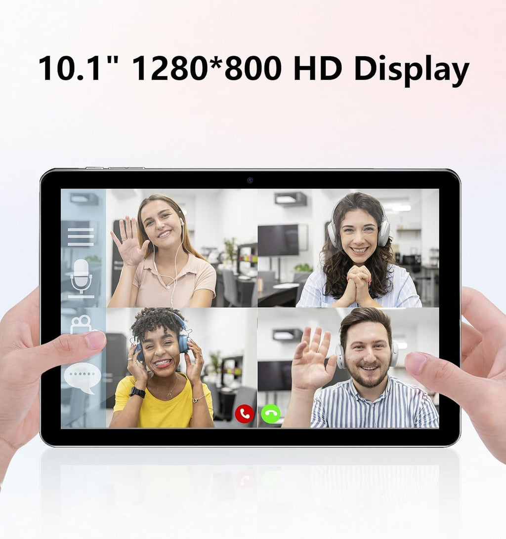 ECOPAD 10.1 Inch Tablet, Android 15 Tablets 12GB(4+8) RAM / 64GB ROM / 1TB SD Card Expansion, 1280x800 IPS HD Touchscreen, 6000mAh Battery, Bluetooth 5.0, Dual Cameras, GMS, Dual Band WiFi, Black