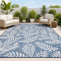 JONATHAN Y Palm Frond Indoor Outdoor Area Rug 8X10 Navy/Ivory, Nevis for Backyard, Patio, Porch, Easy-Cleaning, High Traffic, Pet-Friendly, Non-Shedding (SMB119B-8)