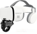 Full Screen Virtual Reality Goggle 3D VR Glasses with Remote Controller, Original Stereo 3D VR Glasses for iPhone 14 13 12 11 Pro Mini X R S Max Samsung Galaxy VR Set for iOS Android Phone (Color : W