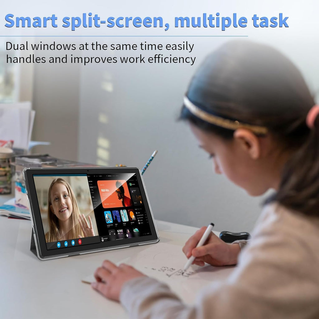 ECOPAD Android 15 Tablet, 10 Inch Tablets with Keyboard Mouse 12GB RAM + 64GB ROM +1TB Expand, 2 in 1 Tableta with WiFi 6 / Bluetooth/GMS Certified/IPS Touch Screen, Blue Set