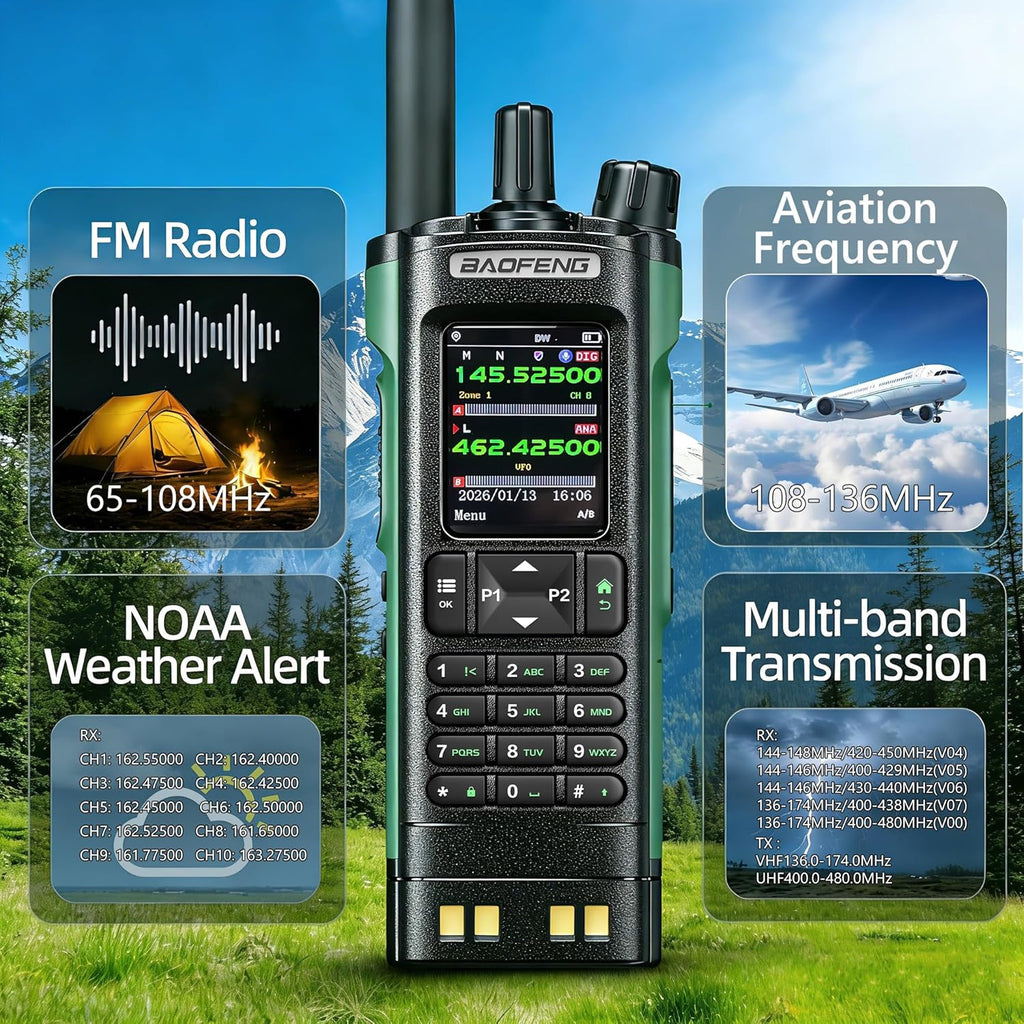 BAOFENG DM32 DMR Radio,DM-32UV Digital Two-Way Radio,Long Range Walkie Talkies,10W Handheld Ham Radio with GPS & APRS,NOAA | Tactical Antenna, MOLLE Bag & Comms Card | Programming & Type-C Charging