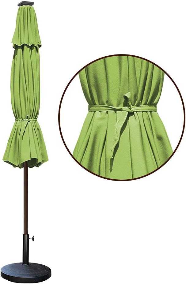 EliteShade USA 10-Year-Non-Fading 9ft Market Patio Umbrella, Commercial Grade Table Sun Umbrella with 80 Solar LED Lights, Crank Open, Windproof & UPF 50+ UV Protection for Garden, Deck, Pool, Backyard, Macaw Green