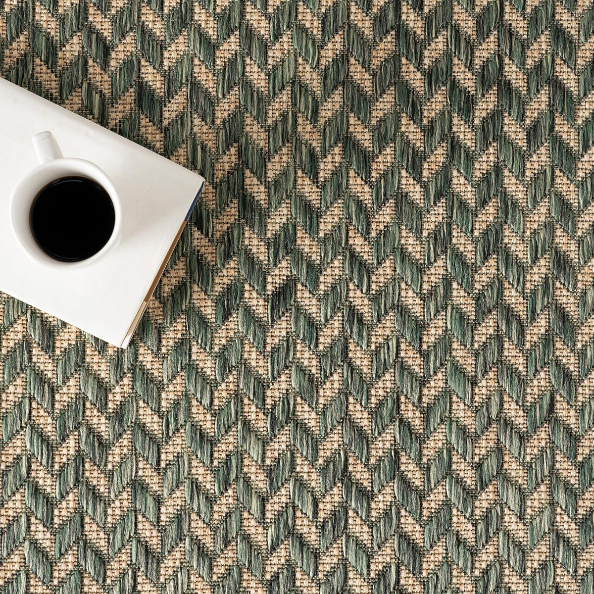 Nuloom Outdoor Performance Camryn Green/Brown, 5' x 8', Herringbone, Soft, High Traffic, Stain Resistant, Easy Clean, Durable Area Rug for Indoor/Outdoor Patio, Deck, Porch, Garden, Courtyard