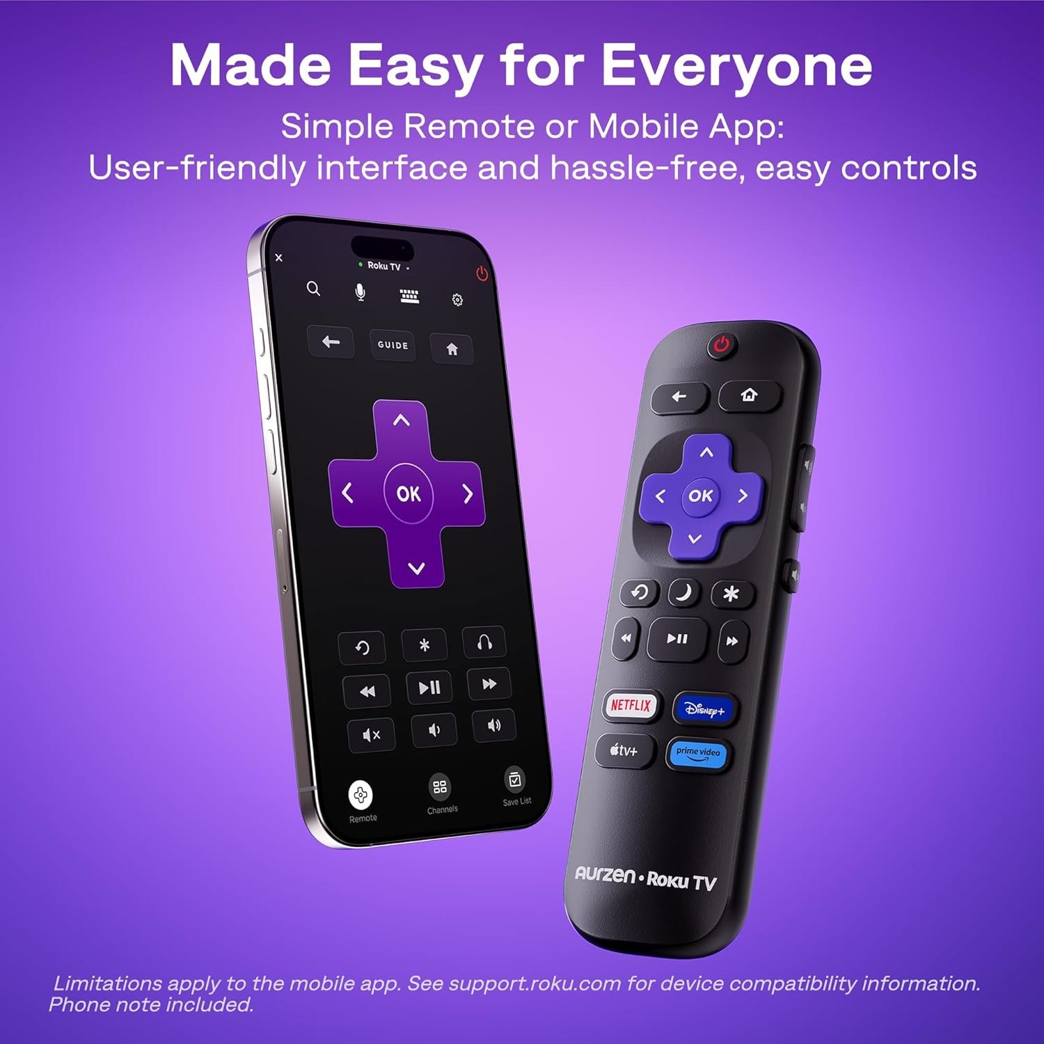 Aurzen Roku TV Smart Projector with Wifi and Bluetooth, Roku Streaming Experience Built-in, 1080P FHD, DoIby Audio, Auto Focus & Keystone, Zoom, Movie Portable Outdoor Mini Projector, White