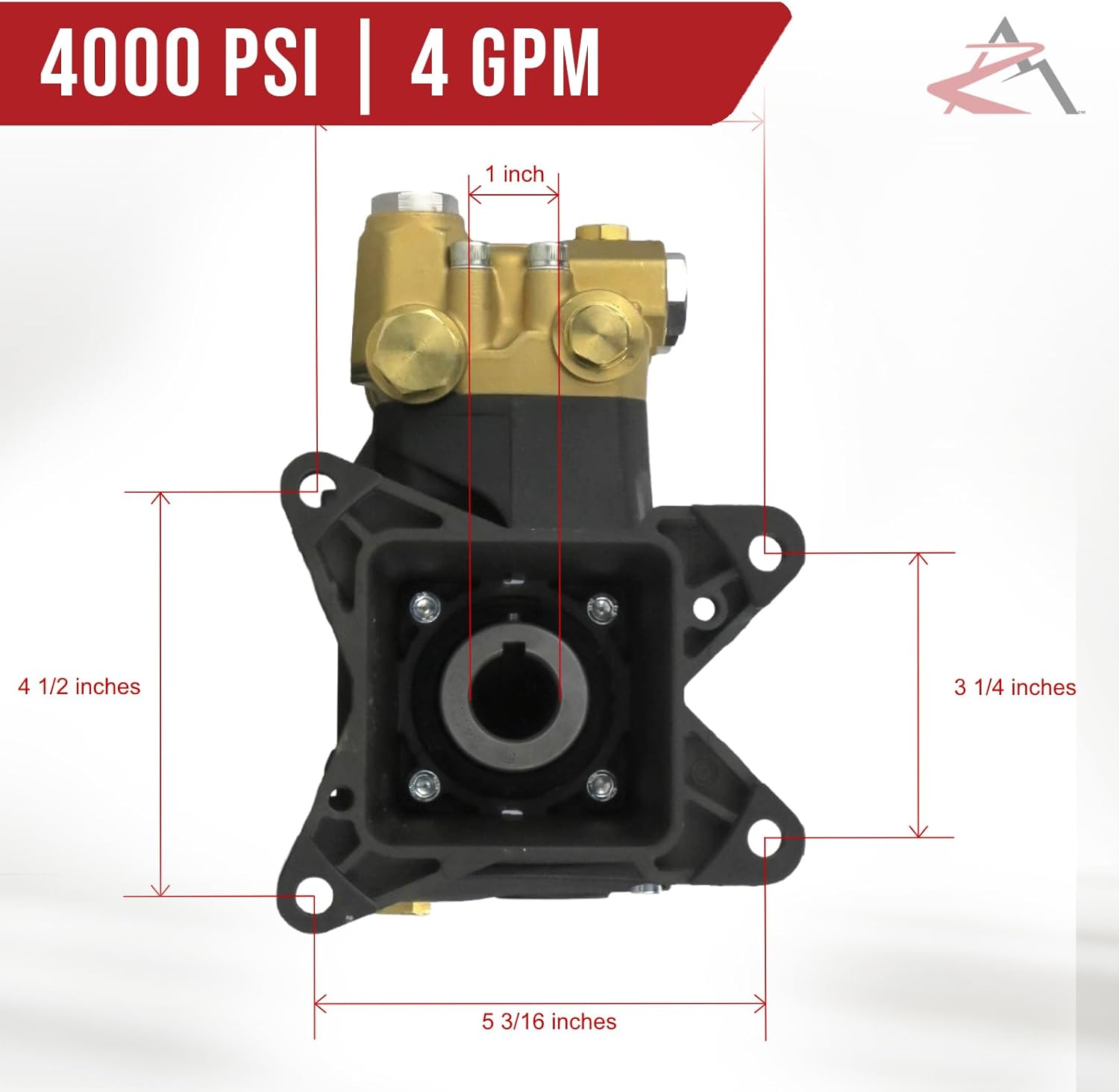 The ROP Shop OEM AR 1" Shaft 4000 PSI Pressure Washer Pump for MI-T-M JP-3504-2MHB, CA-4004