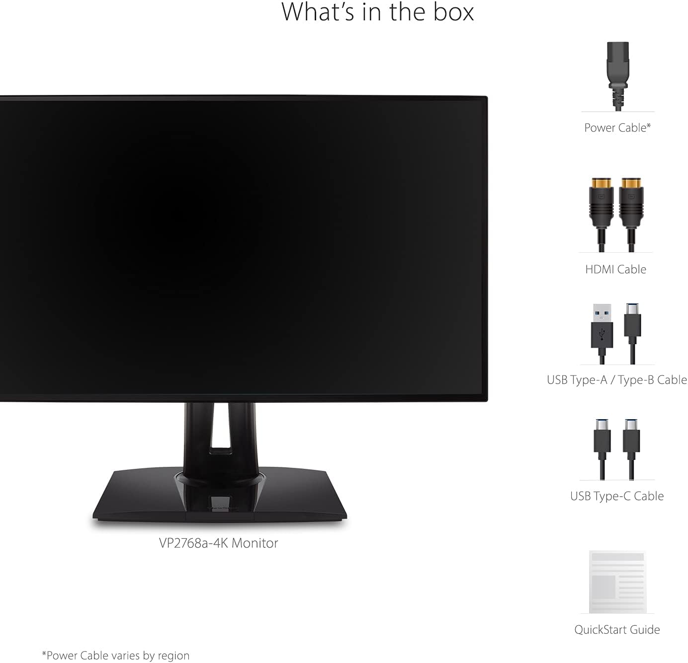ViewSonic VP2768A-4K 27 Inch 4K ColorPro Monitor, IPS Display with 100% sRGB and Pantone Validated for Professional Photo Editing, Advanced Ergonomics, 90W USB-C, RJ45, HDR10, HDMI, and DisplayPort