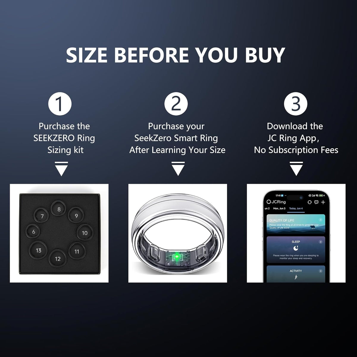 Smart Ring for Women Men, Minimalist Health Ring with Heart Rate, Step Counting, Calories, 5ATM Waterproof Smart Rings for iPhone and Android, No Subscription(Silver 7)