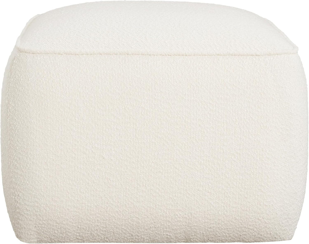 Christopher Knight Home Isa Boucle Pouf Ottoman Foot Rest, Square Fabric Pouffe Ottoman Footstool, Living Room Sofa Couch Extra Seat, Modern Coffee Table for Home Office Bedroom Home Décor, White