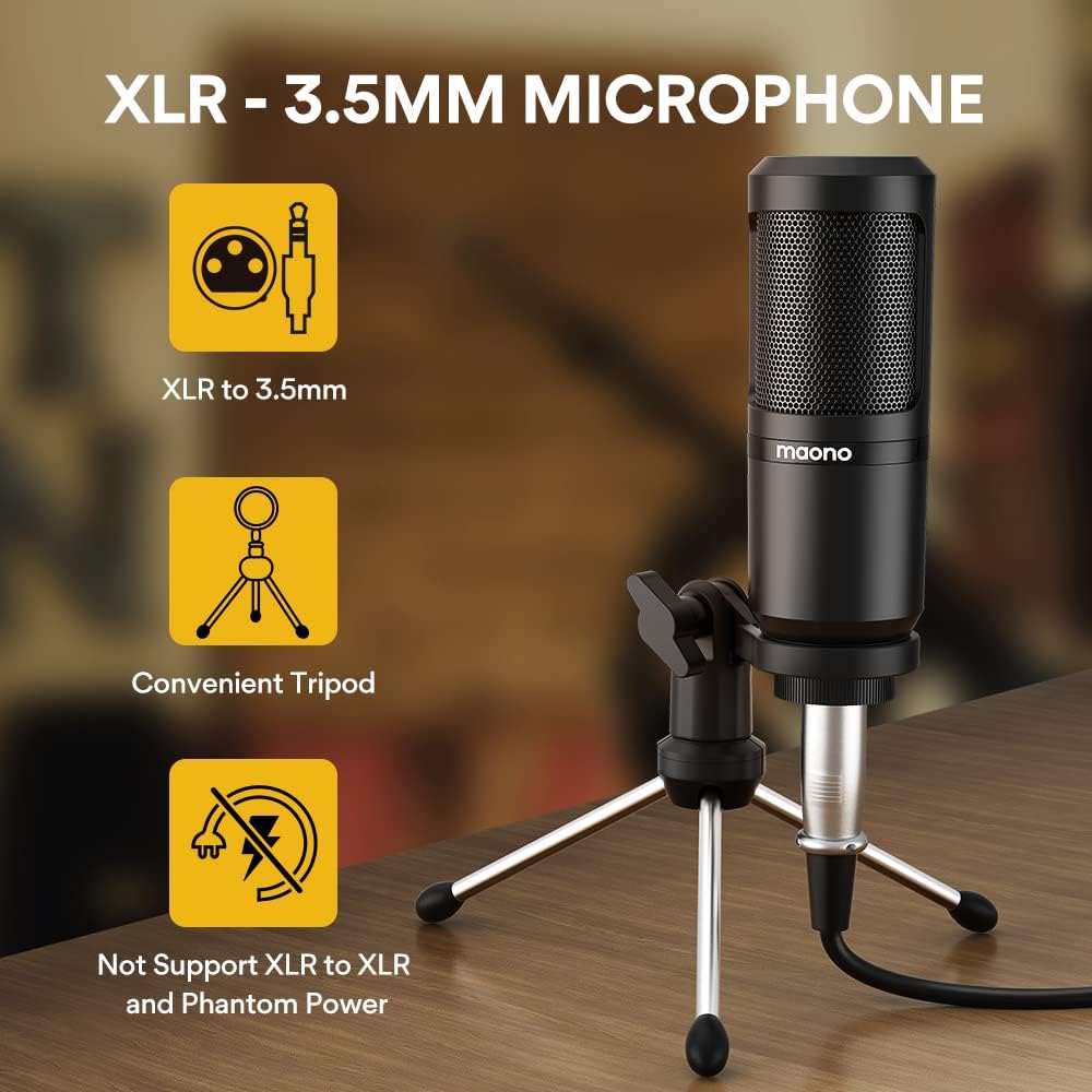 MAONO Podcast Equipment Bundle Audio mixer All-in-One Podcast Production Studio with 3.5mm Microphone for Live Streaming, Recording, PC, Smartphone, DJ MaonoCaster Lite (AU-AM200-S1)