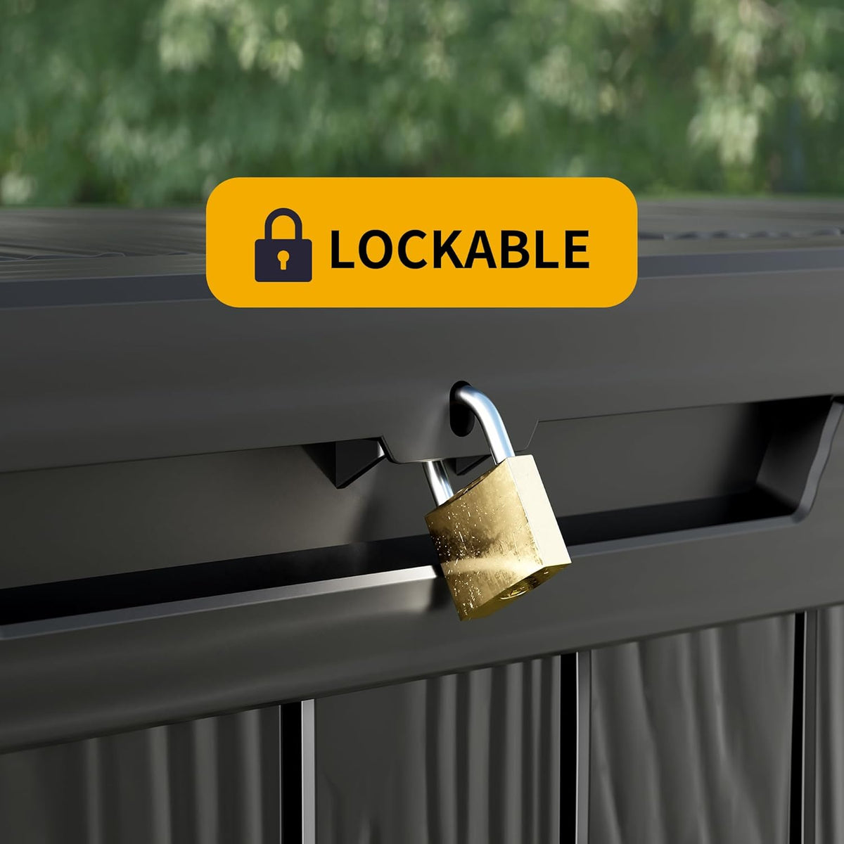 Outdoor Storage Box Waterproof, 200 Gallon Lockable Resin Large Deck Box, Patio Storage Bin for Pool Accessories Cushion Furniture, Garden Tools, UV-Resistant Outside Delivery, Black