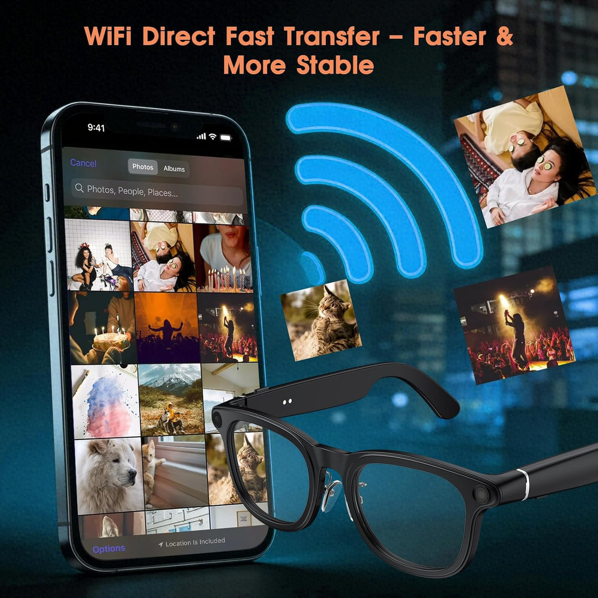 2026 AI Smart Glasses with Camera, 8MP Action Camera & 4K Video Recording Glasses with 3600mAh Charging Case, Photochromic Sunglasses, EIS Stabilization,Bluetooth Glasses for Men Women Cycling Working