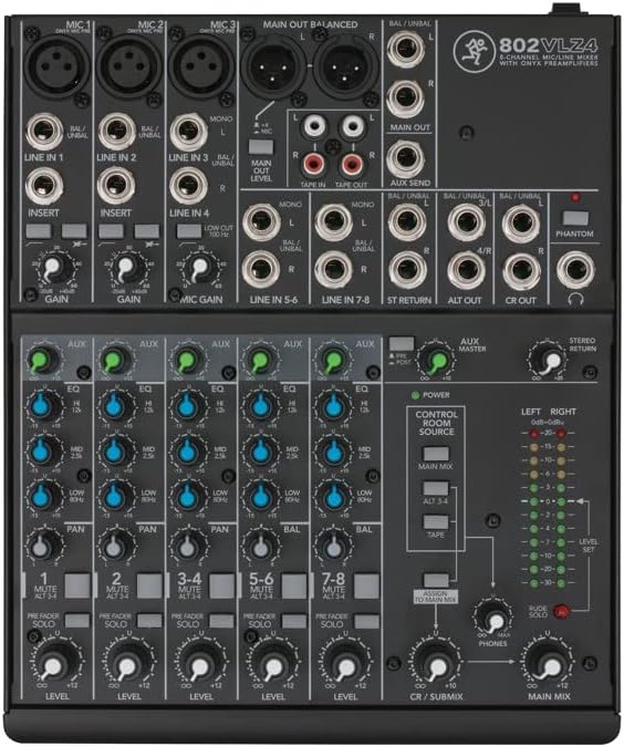 Mackie 802VLZ4, 8-channel Ultra Compact Mixer with High Quality Onyx Preamps