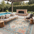 GENIMO Outdoor & Indoor Area Rug 8'x10', Waterproof, Non-Shedding, Easy Cleaning, Boho Mat for Patio, Living Room, Balcony, Dining Room, RV, Deck, Bedroom, Camping, Outside Carpet,Blue Salmon