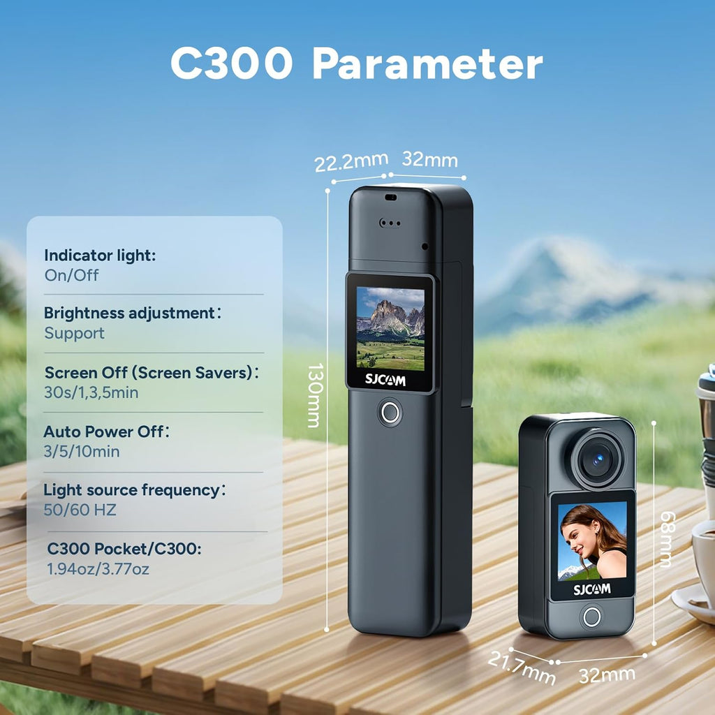 SJCAM C300 4K Action Camera,64GB Magnetic Body Cam & Handheld Detachable Design, Vlogs for Content Creators YouTube Streaming,7Hour Power,Stabilization,Waterproof,Black
