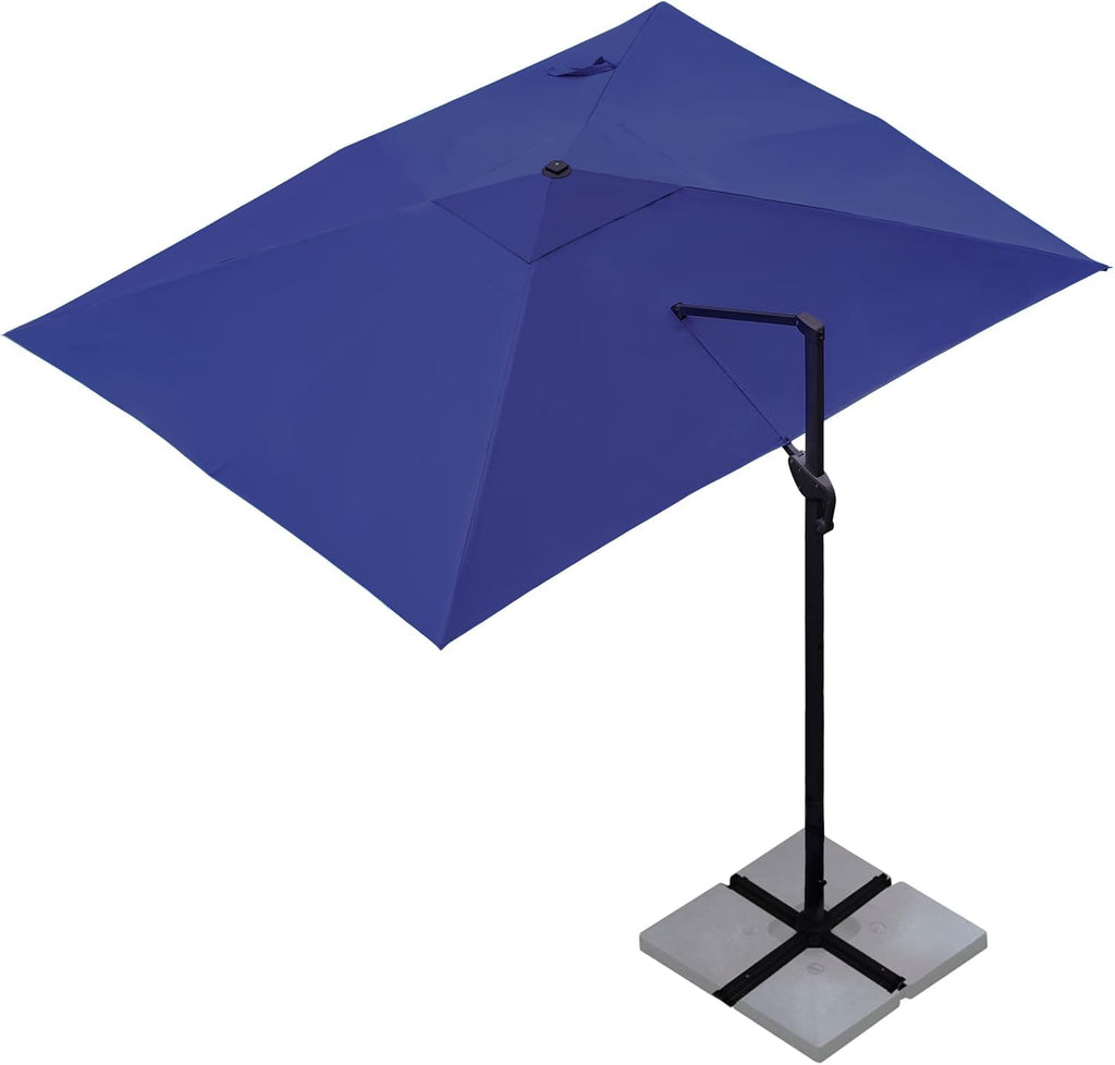 Sunnyglade 10x13Ft Cantilever Patio Umbrella Rectangular Deluxe Offset Umbrella 360°Rotation & Integrated Tilting System Patio Hanging Umbrella for Market Garden Deck Pool Backyard Patio(Navy)