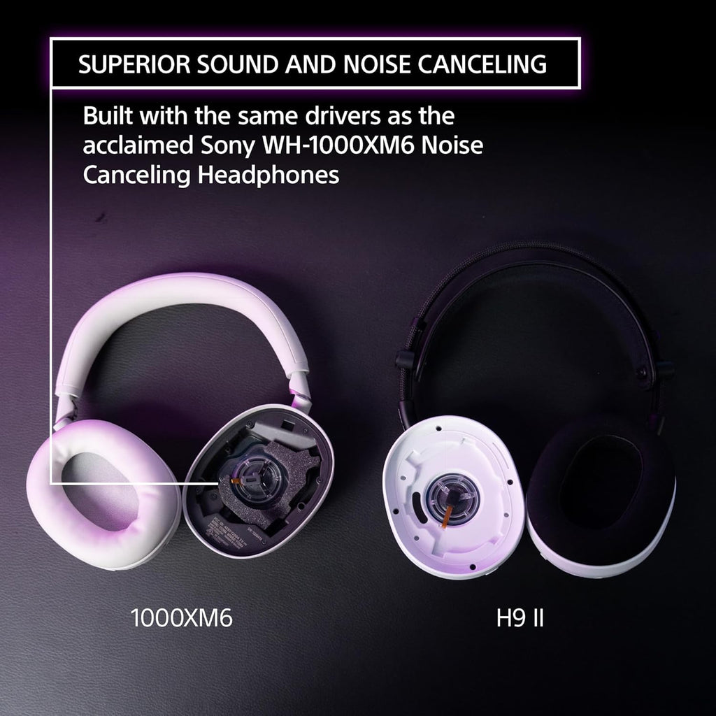 Sony INZONE H9 II Wireless Noise Canceling Gaming Headset, WH-1000XM6 Drivers, Lightweight, Detachable Cardioid AI Mic, 2.4GHz and Bluetooth, Soft Case, for PC, PS5, Switch, and Mobile, Black