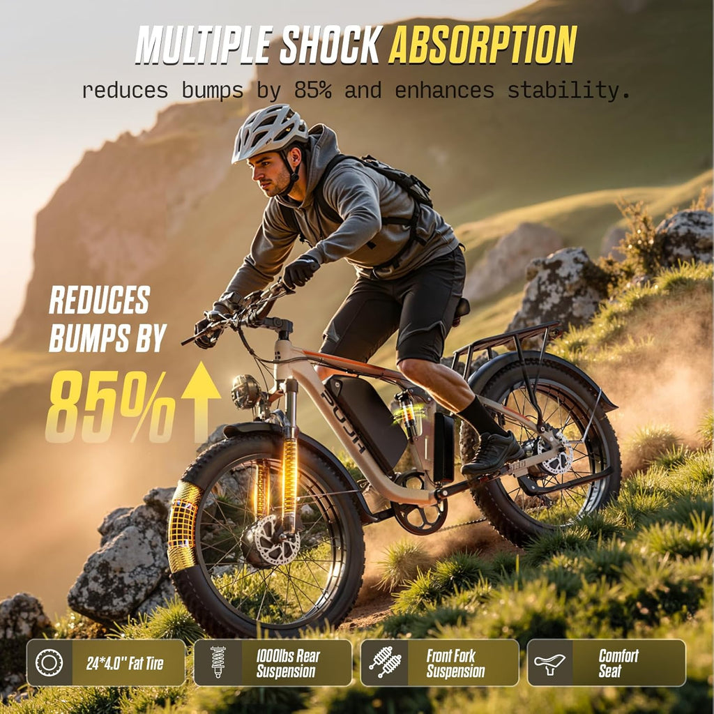 Peak 6000W Dual Motor Electric Bike,60V 1200Wh Removable Battery & 110Nm Torque,Fast Ebike for Adults,Max 45MPH & 100-Mile Range,24" Fat Tire Electric Bicycle for Snow Commuter Riding E-Bikes