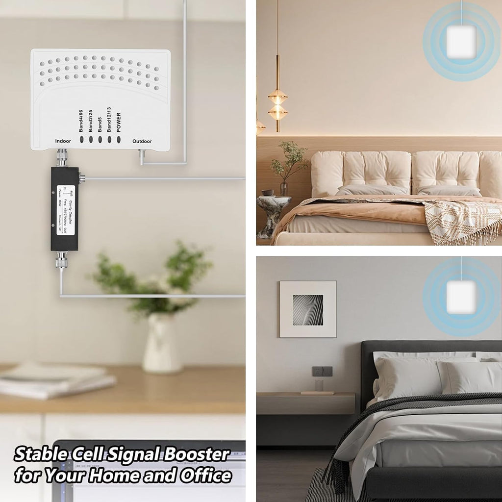 Cell Phone Booster for Home & Muti-Room, Up to 7000Sq. Ft,Cell Phone Signal Booster for Rural Area with 2 Indoor Panel Antennas,Boosts 5G 4G LTE for All U.S. Carriers (Ivory)