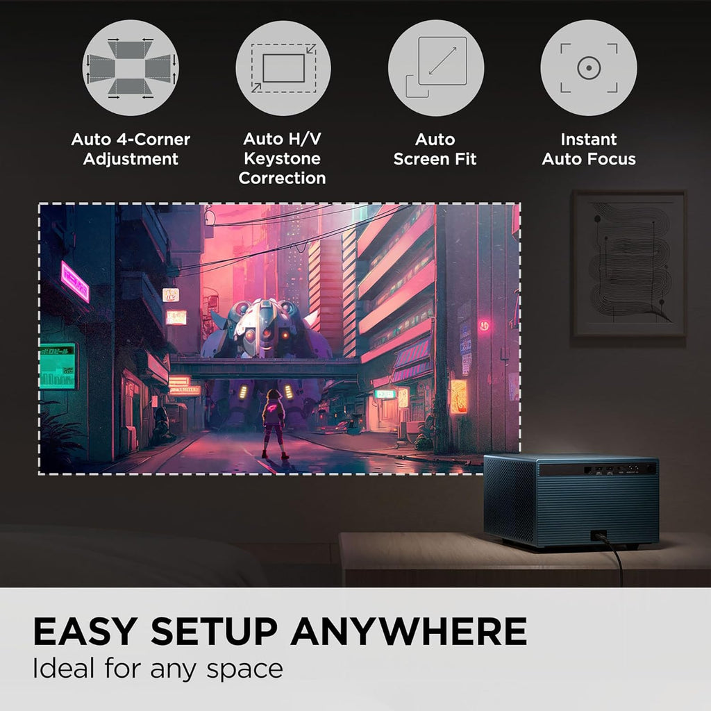 ViewSonic LX60HD 1080p LED Projector, Built-In Google TV for Smooth Home Entertainment, Auto Focus, 360-Degree Projection, and H/V Keystone for Easy Setup, Bluetooth, Wi-Fi, HDMI, and USB-C Inputs
