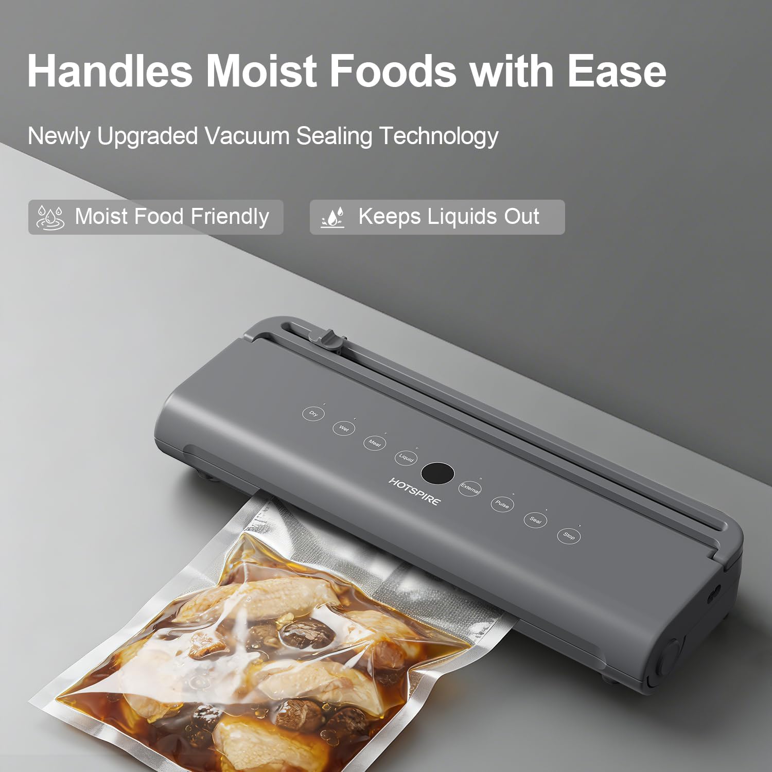 Food Vacuum Sealer Machine, Powerful & Continuous Vacuum Sealing for Kitchen Storage & Meal Prep, Wet & Dry Food Sealing, Detachable Upper & Lower Design for Easy Cleaning, Includes 50 Bags