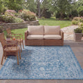 SAFAVIEH Washable Rug Outdoor Courtyard Collection - 9' x 12', Navy & Ivory, Non-Shedding & Easy Cleaning, Ideal for Patio, Backyard, Mudroom (CY8680-36821)