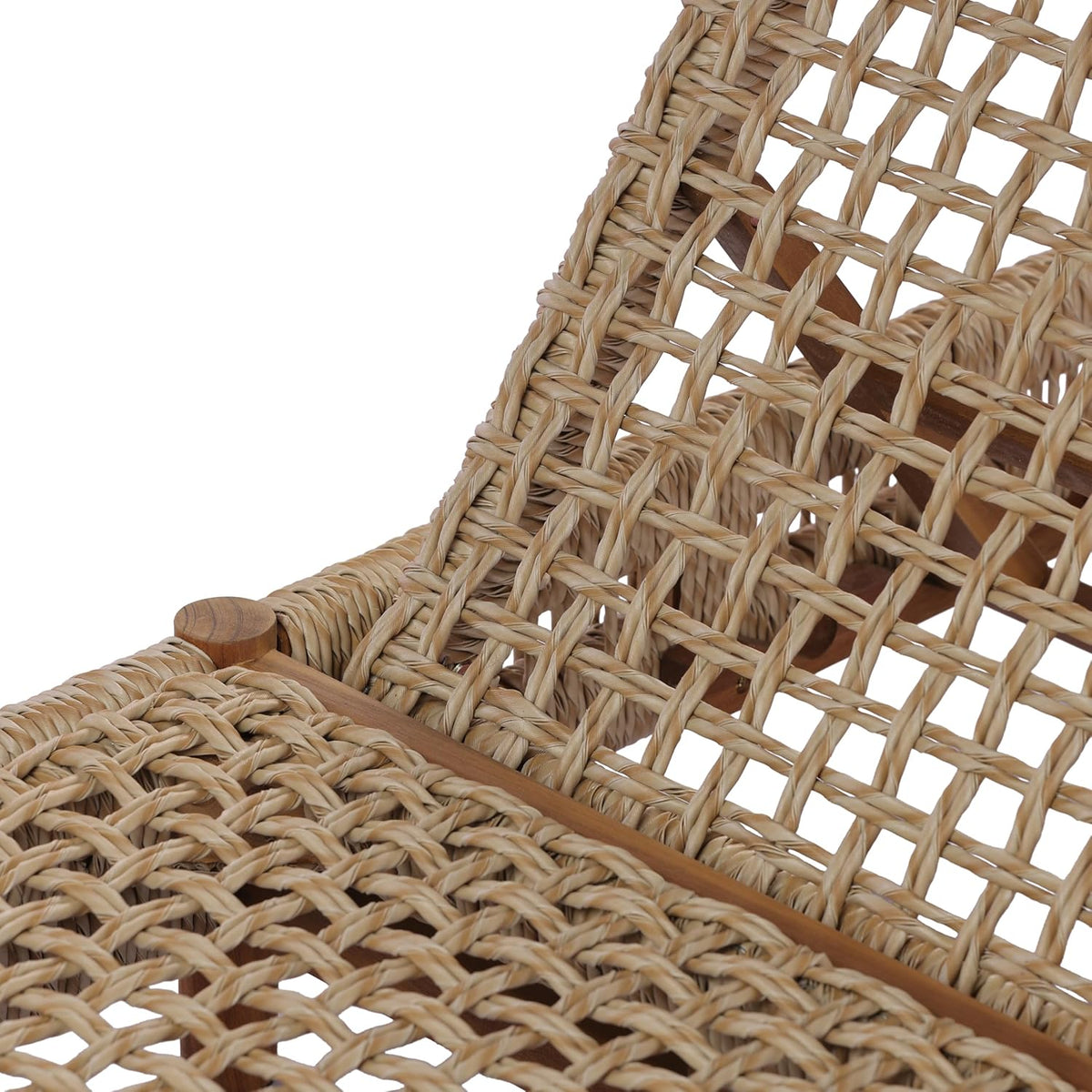 Christopher Knight Home Mercer Acacia Wood Chaise Lounge Chair Outdoor, Poolside Sun Lounger Recliner with Wicker Seat, Patio Outdoor Chaise Lounge, Adjustable Backrest Single Lounge Sofa, Teak+Beige